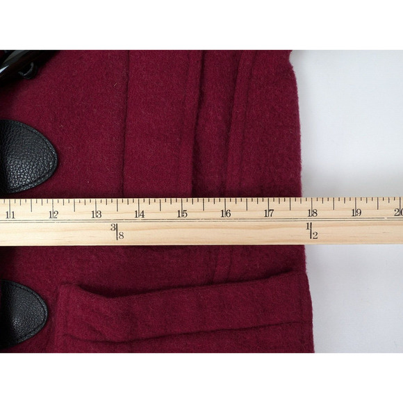 Burberry Brit Finsdale Wool Duffel Coat US 4 Red Peacoat Nova Check Toggle Hood - Picture 12 of 13